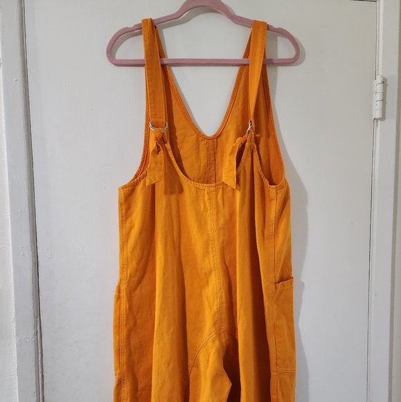 Free People High Roller Vitamin C Cotton Oversized Orange Jumpsuit Pockets M - Picture 4 of 7